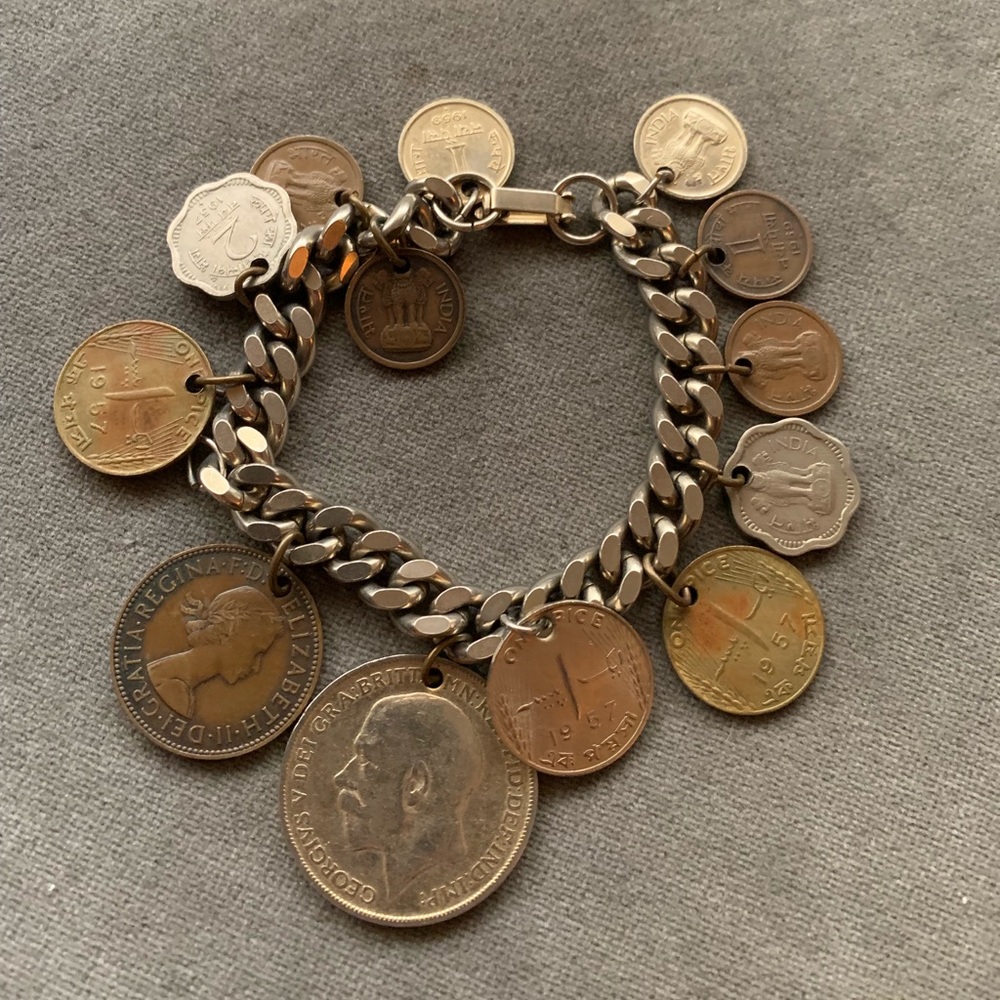 Vintage international coin charm bracelet